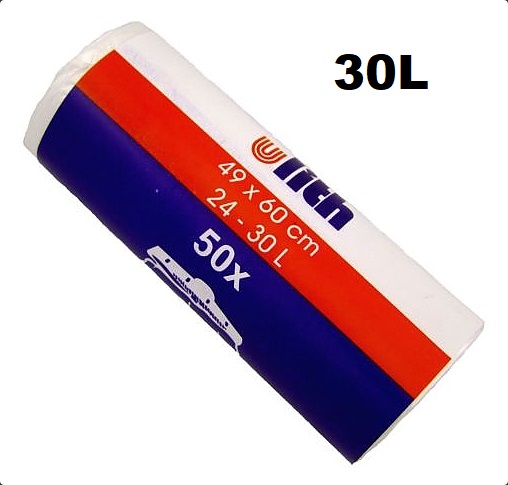 Sáčky do koše 30L - 49x60cm - na roli 50ks / TRANSP.