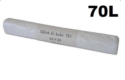 Sáčky do koše 70L - 63x85cm - 7mi - na roli 40ks / BÍLÉ