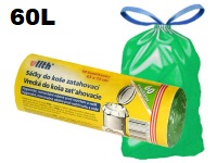 Sáčky do koše 60L - zatahovací - na roli 10ks / ZELENÉ