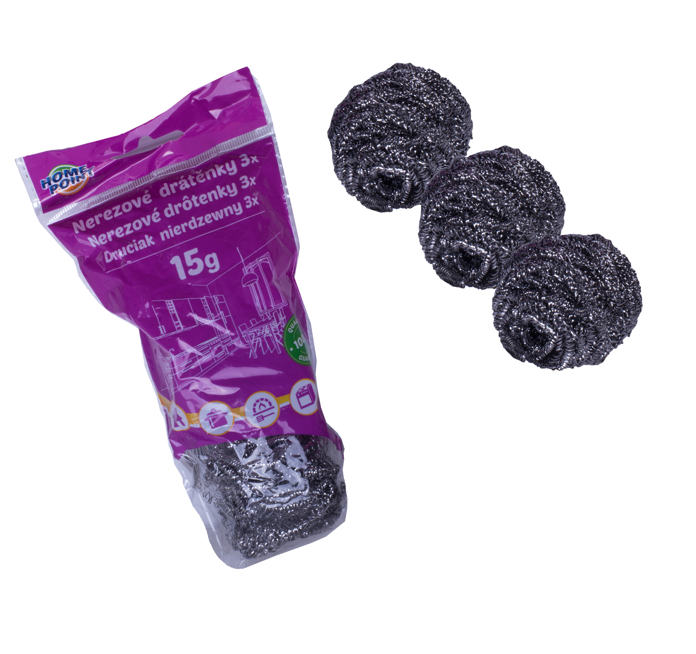 Drátěnka - sada 3 ks - 3x15gr. - kov / nerez ( špony )