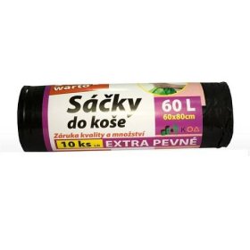 Sáčky do koše 60L - Extra pevné - na roli 10ks - LDPE / ČERNÉ