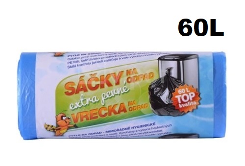 Sáčky do koše 60L - 60x85cm - 10mi - na roli 25ks / MODRÉ