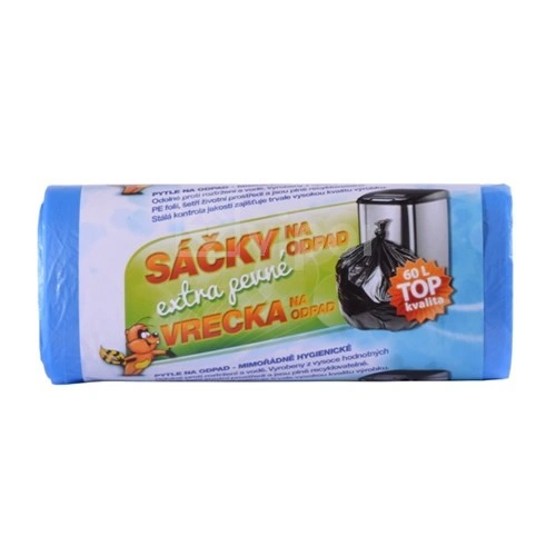 Sáčky do koše 70L - 60x85cm - na roli 25ks / MODRÉ - 10mi - PEVNÉ !!!